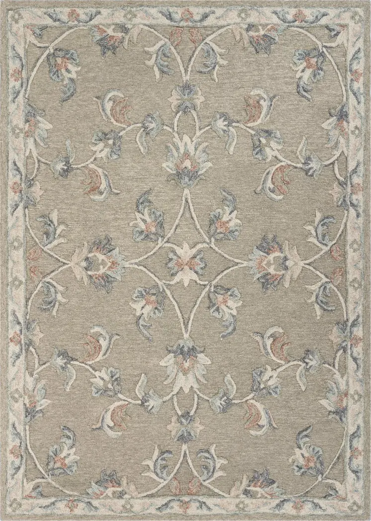 7' X 9' Gray Wool Hand Tufted Area Rug