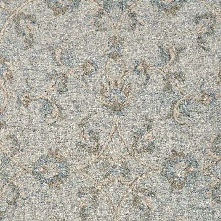 5' X 7' Blue And Ivory Wool Hand Tufted Area Rug