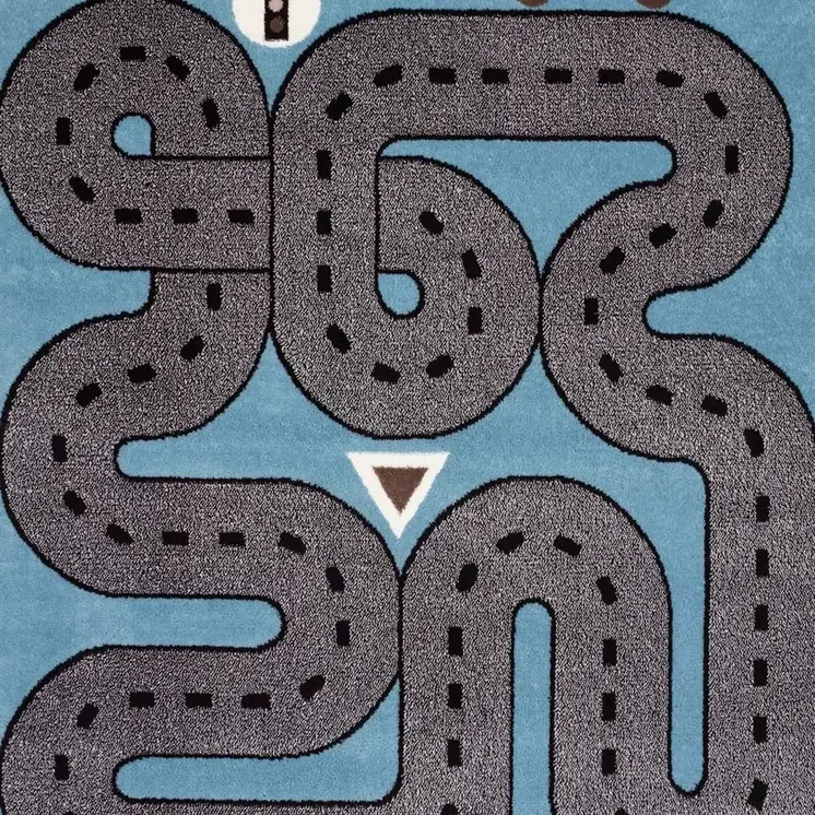 4' X 6' Blue Imaginative Racetrack Area Rug
