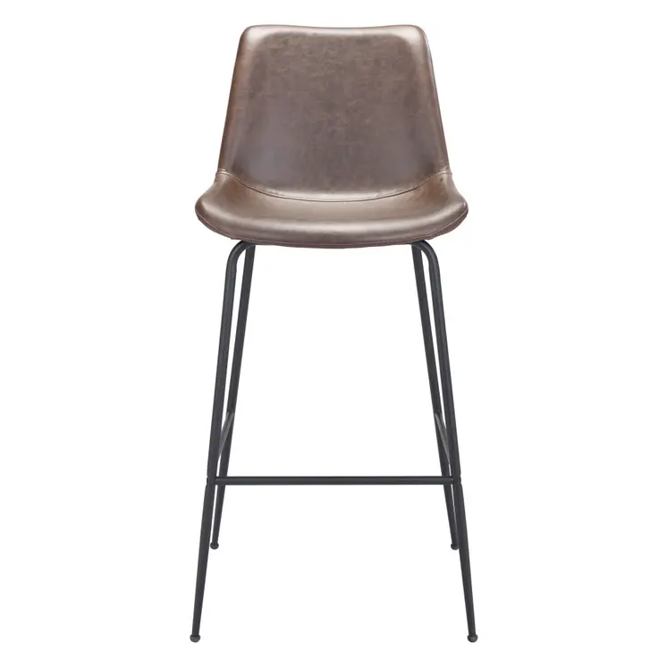 31" Brown and Black Steel Low Back Bar Height Bar Chair