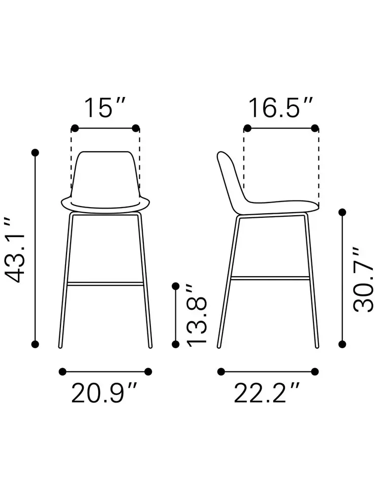 31 " Gray And Black Steel Low Back Bar Height Bar Chair