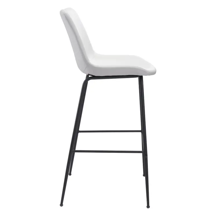 31" White And Black Steel Low Back Bar Height Bar Chair