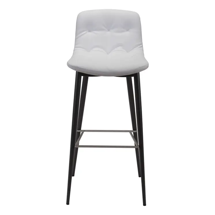 Set of Two 30" White And Black Steel Low Back Bar Height Bar Chairs