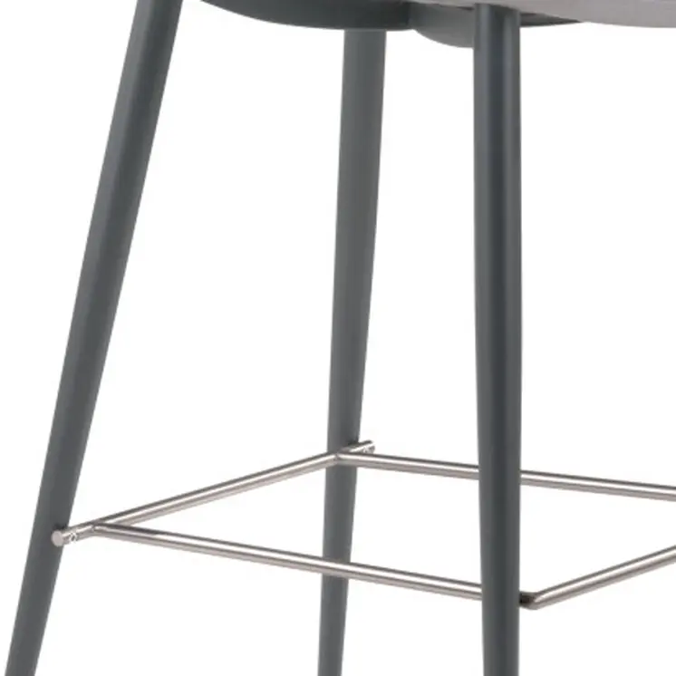 Set of Two 30" White And Black Steel Low Back Bar Height Bar Chairs
