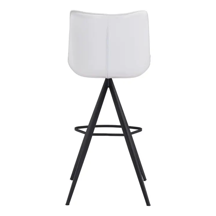 Set of Two 29" White And Black Steel Low Back Bar Height Bar Chairs