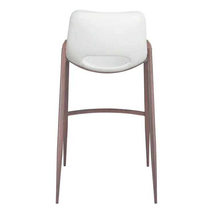 Set of Two 29" White And Brown Steel Low Back Bar Height Bar Chairs