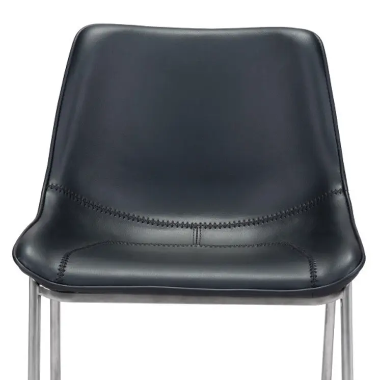 Set of Two 26" Black And Silver Steel Low Back Counter Height Bar Chairs