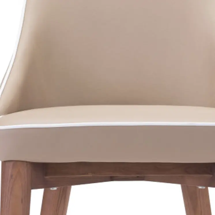 26" Beige And Brown Solid Wood Low Back Counter Height Bar Chair
