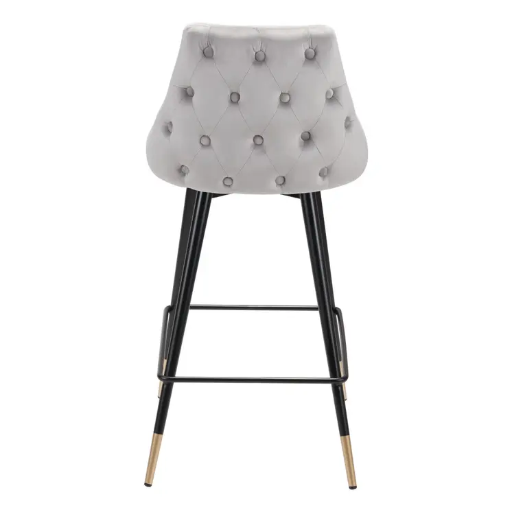 26" Gray And Black Steel Low Back Counter Height Bar Chair