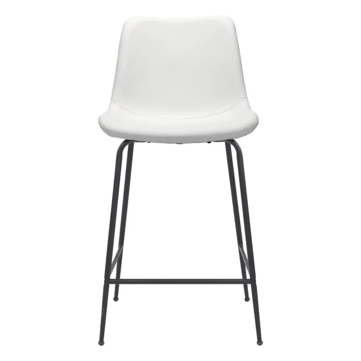 26" White And Black Steel Low Back Counter Height Bar Chair