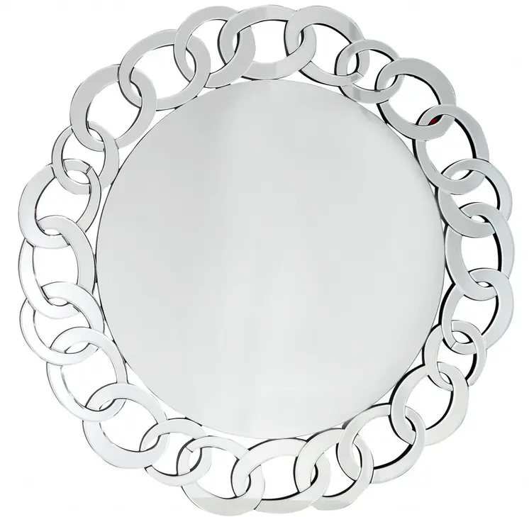 39" Clear Round Glass Framed Accent Mirror