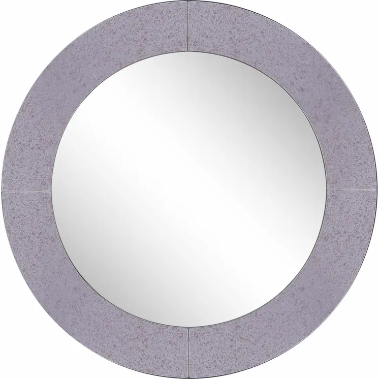 30" Gray Round Glass Framed Accent Mirror