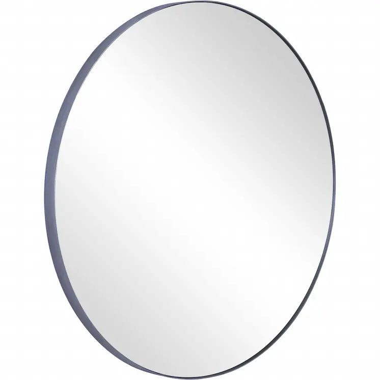 32" Black Round Metal Framed Accent Mirror