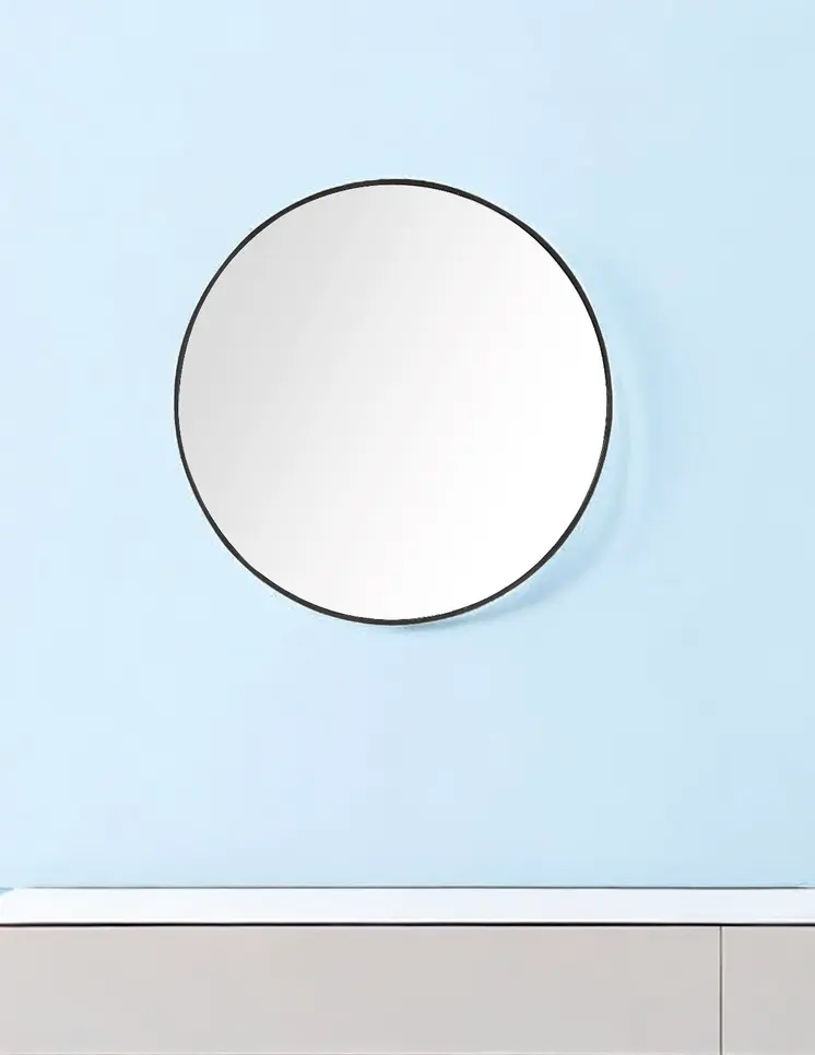 32" Black Round Framed Accent Mirror