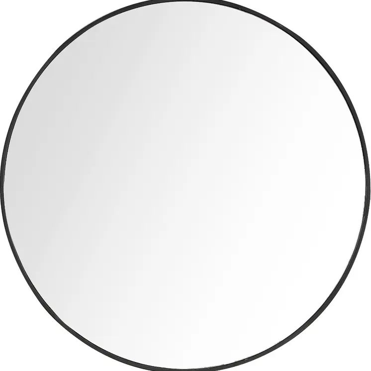 32" Black Round Framed Accent Mirror