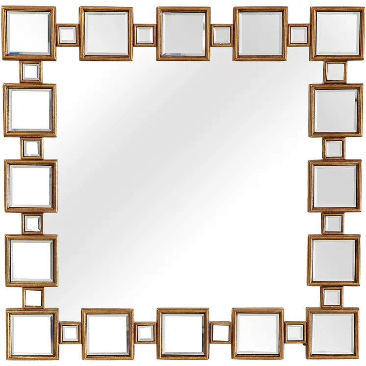 32" Gold Square Framed Accent Mirror