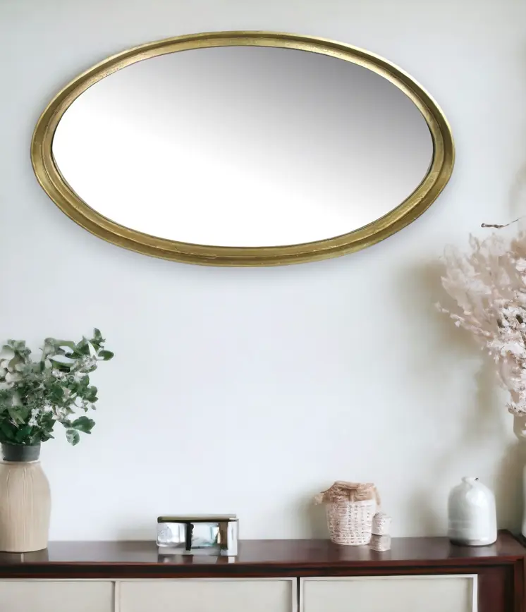 48" Gold Round Framed Accent Mirror