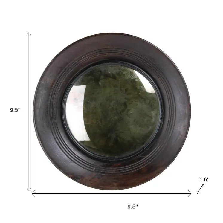 10" Espresso Wood Round Accent Mirror