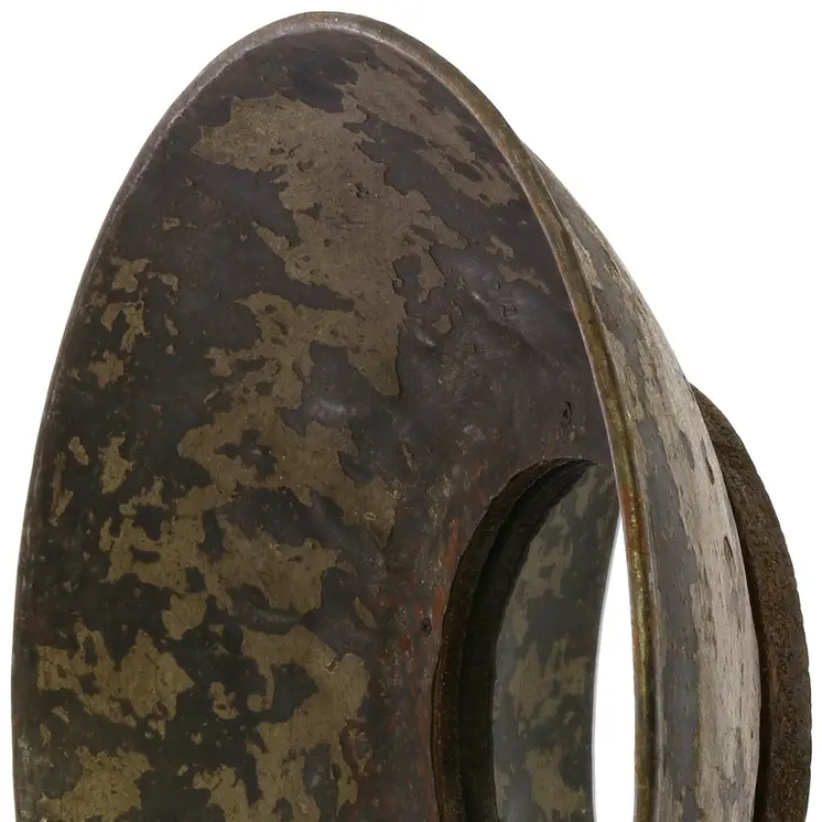 20" Dark Brown Reclaimed And Distressed Metal Round Bowl Accent Mirror