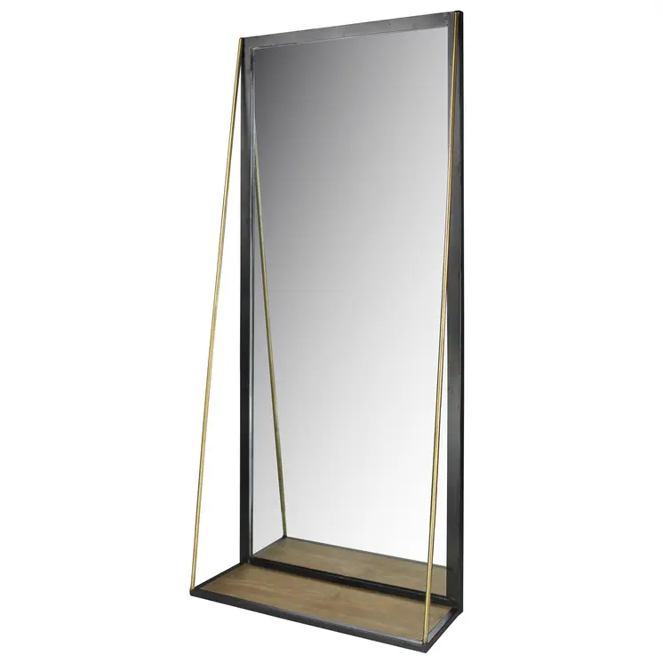 Black Metal Mirror with Shelf
