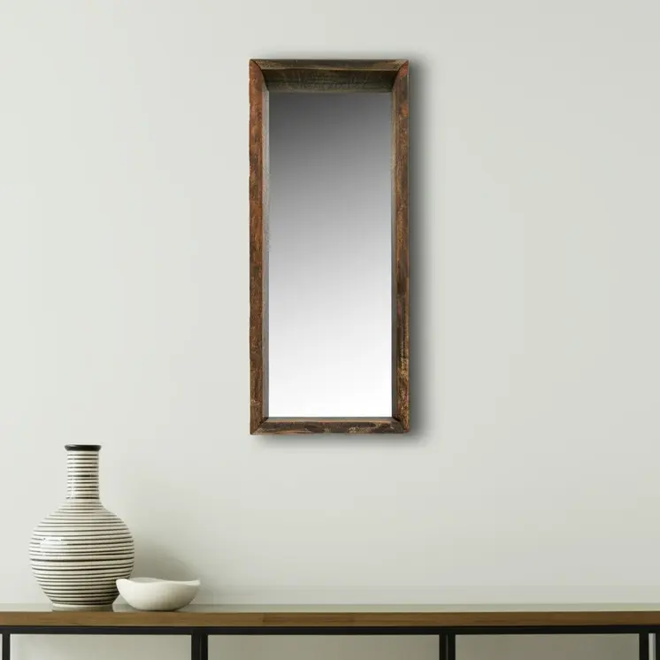30" Brown Wood Accent Mirror