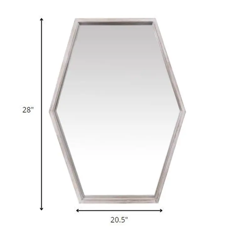 Wooden Hexagonal Wall Mirror