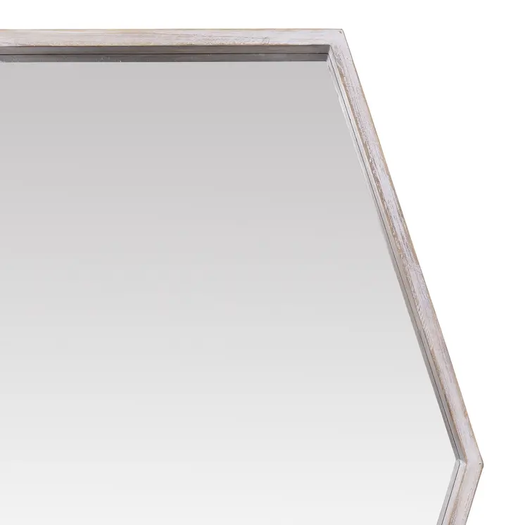 Wooden Hexagonal Wall Mirror