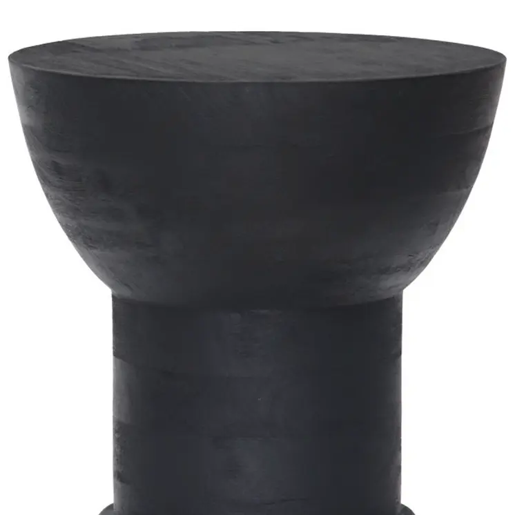19" Black Solid Wood Backless Bar Chair