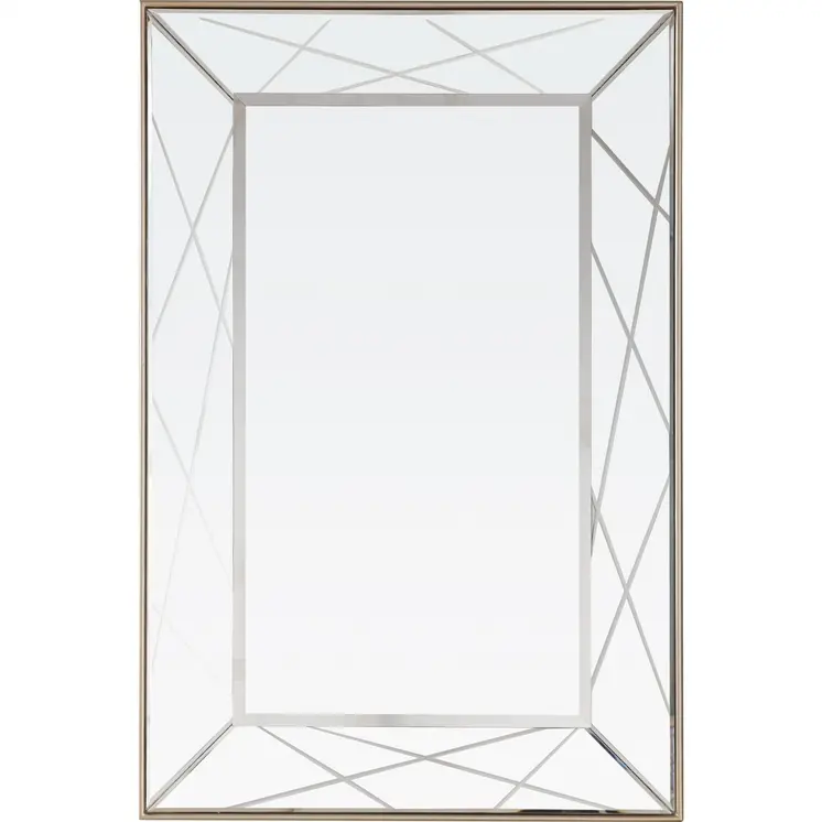 48" Champagne And Silver Mirrored Solid Wood And Glass Console Table With Two Drawers