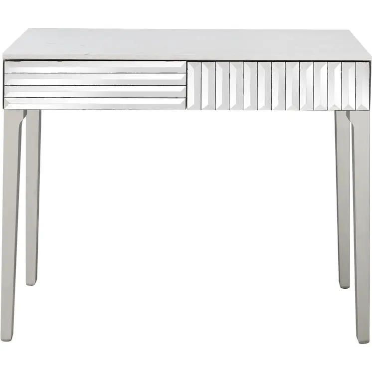 40" Silver Mirrored Glass Console Table