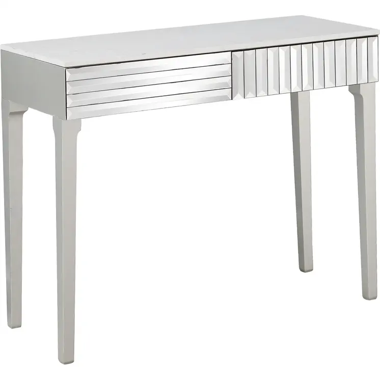 40" Silver Mirrored Glass Console Table