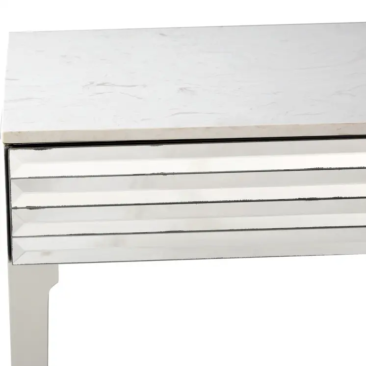 40" Silver Mirrored Glass Console Table