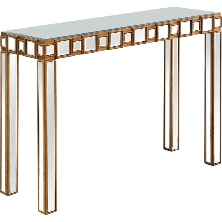 43" Gold And Silver Mirrored Glass Console Table