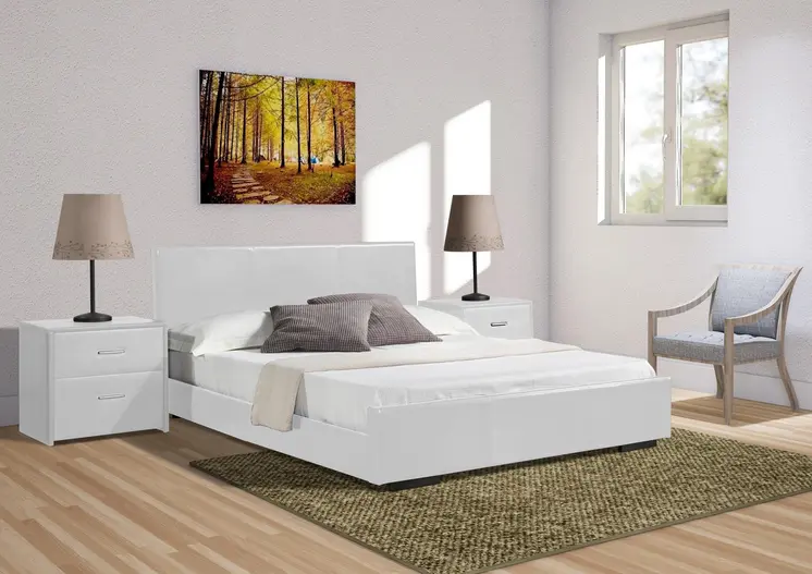 White Faux Leather Queen Bed Frame