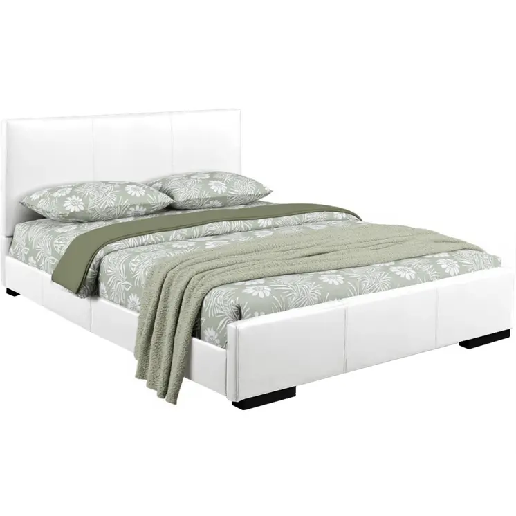 White Faux Leather King Bed Frame