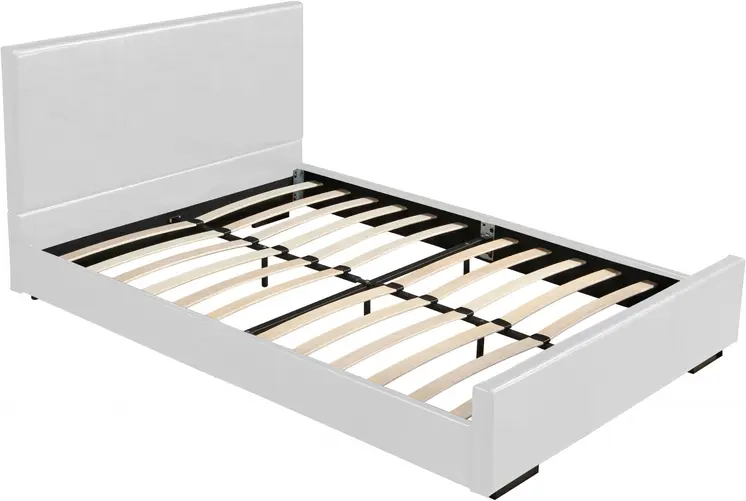 White Faux Leather King Bed Frame