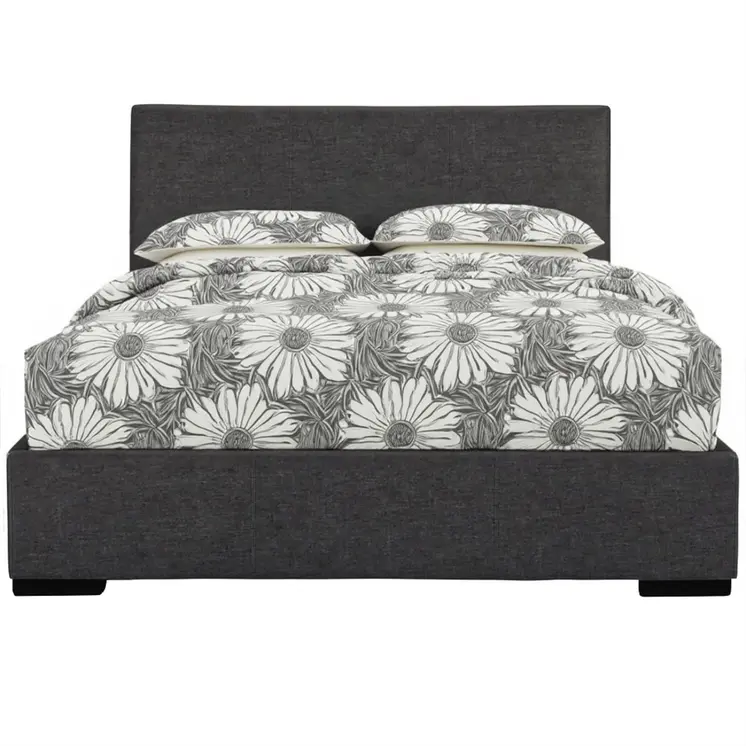 Gray Upholstered Queen Bed Frame