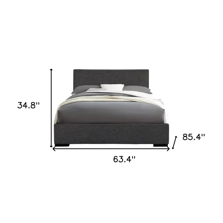 Gray Upholstered Queen Bed Frame