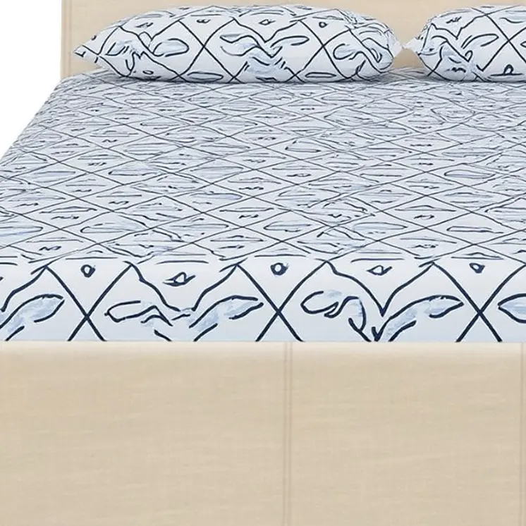 Beige Faux Leather Full Bed Frame