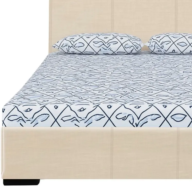 Beige Faux Leather Queen Bed Frame