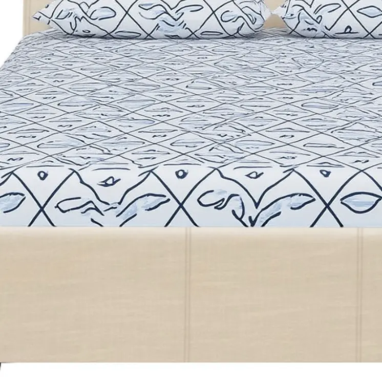Beige Faux Leather King Bed Frame