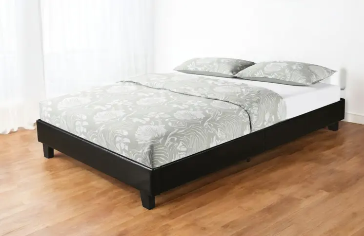 Black Faux Leather King Bed Frame