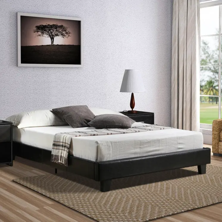 Black Faux Leather King Bed Frame