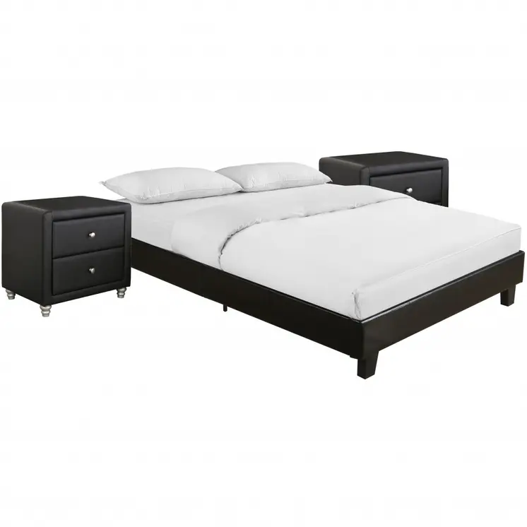 Black Wood And Linen King Bed Frame