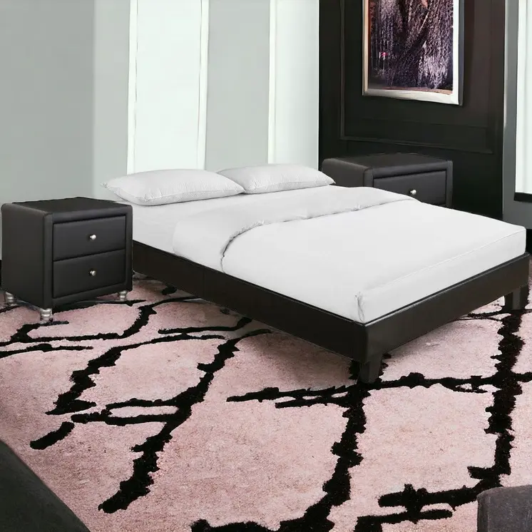 Black Wood And Linen King Bed Frame