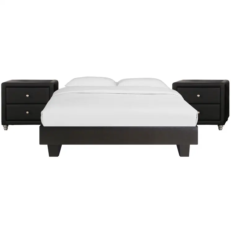 Black Wood And Linen King Bed Frame