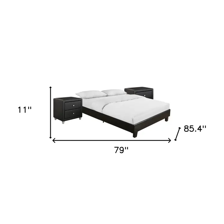 Black Wood And Linen King Bed Frame