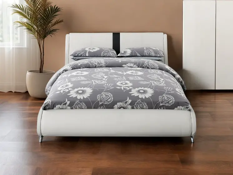 White Faux Leather King Bed Frame