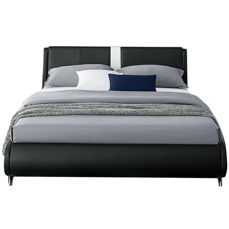Black Faux Leather Queen Bed Frame
