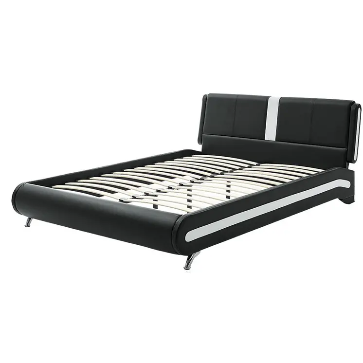 Black Faux Leather Queen Bed Frame